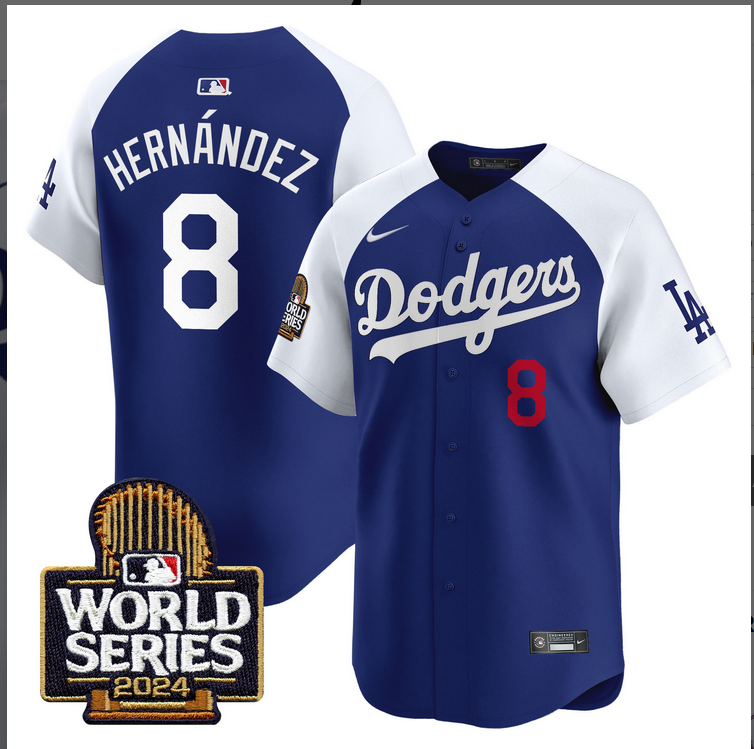 Men MLB Los Angeles Dodgers #8 Hernandez blue 2024 World Series Champions Patch Limited Jersey20241105